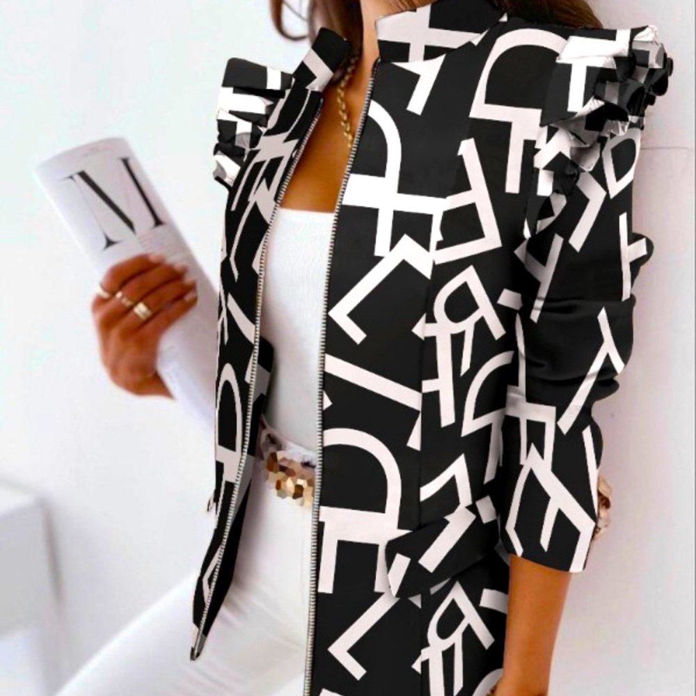 Ruffled Black/White Graffiti Jacket